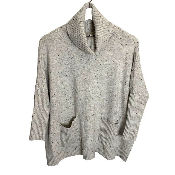 Loft Petites Flecked‎ Pocket Poncho Sweater Oversized Flowy Relaxed Size XXS - Picture 2 of 10